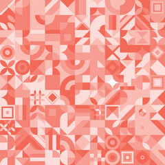 Abstract geometric background. Mosaic artwork design with simple shapes and figures. Pattern with basic form and graphic elements.