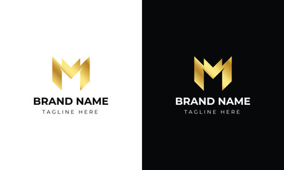 Minimal elegant monogram art logo. Outstanding professional trendy awesome artistic M initial based Alphabet icon logo. Premium Business logo gold color
