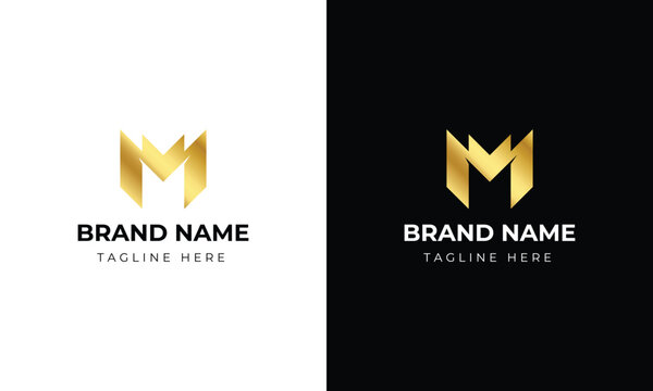 Minimal elegant monogram art logo. Outstanding professional trendy awesome artistic M initial based Alphabet icon logo. Premium Business logo gold color