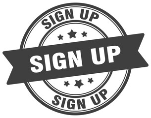sign up stamp. sign up label on transparent background. round sign