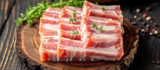 Delicious sliced ham on a rustic wooden board, perfect for charcuterie platter