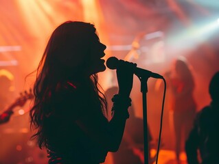 singer on stage with microphone