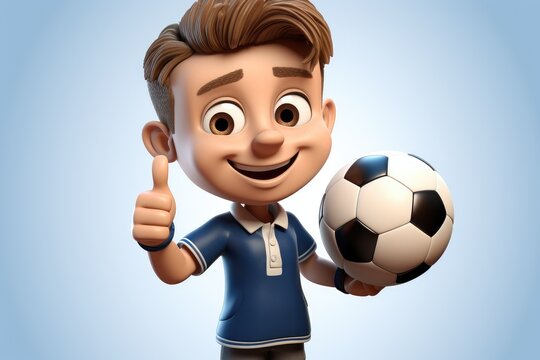 Victory in His Grasp: Young Soccer Star's Animated Approval, Generative AI