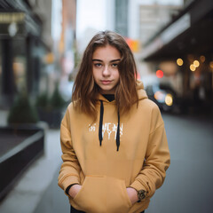 A Teenage girl in a New York street.