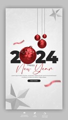 Happy New Year 2024 Celebration Instagram Facebook Story Post Design Banner Template 10