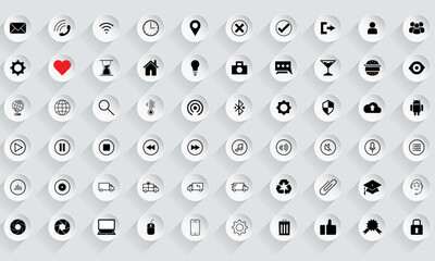 Big set of 60 Business and Basic User Interface Essential Pixel Perfect Outline Icon Set. Shopping and ecommerce icons set. Programming, Network, Website, Process, Internet, Data, Technology symbol.