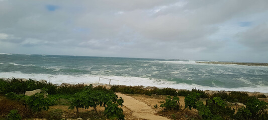 Stormy weather in Saint Paul's Bay. Malta after season.