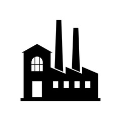 Black factory vector icon on white background - 740708689