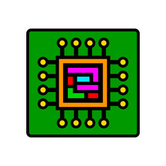 Microprocessor vector icon on white background