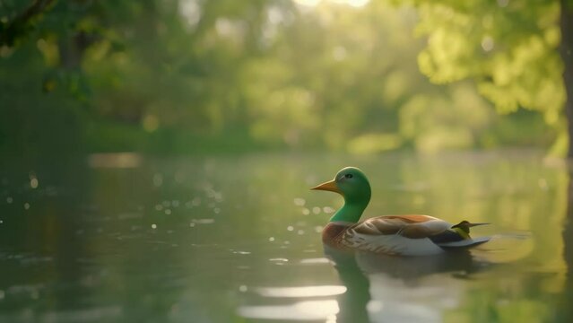 ducks on the lake. 4k video animation