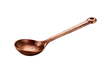 A metal spoon with a long handle. on White or PNG Transparent Background.