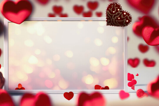 valentines day card, blank frame