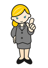 説明するスーツ姿の欧米女性