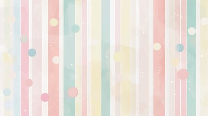 Whimsical Pastel Striped Background with Polka Dots
