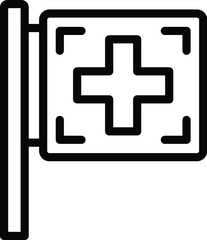 Obraz premium Swiss country flag icon outline vector. Chapel emblem. Landmark country