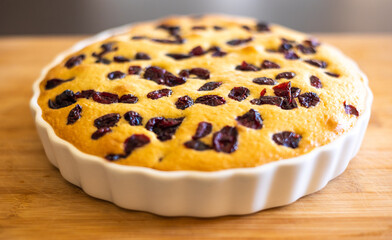 delicious pear and cranberry desserts close-up on wooden board 