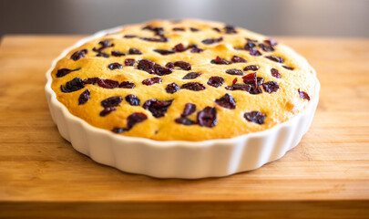 delicious pear and cranberry desserts close-up on wooden board 