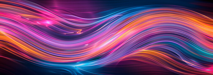 Fototapeta premium Abstract background with glowing light trail on a black 