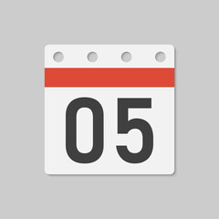 Vector icon page calendar - day 5, countdown