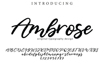 Ambrose Font Stylish brush painted an uppercase vector letters, alphabet, typeface