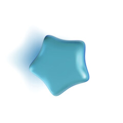 3d Shiny Blue Star Cartoon Style Ui Graphic Design Isolated on a White Background. Vector illustration