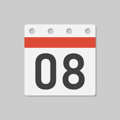 Vector icon page calendar - day 8, countdown