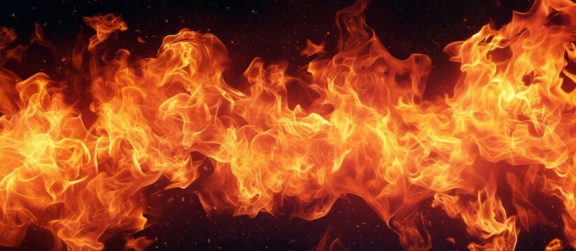 A beautiful close up shot of a flame dancing in the darkness against a black background, creating a mesmerizing display of heat and amber hues