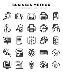 Set of Business Method Icons. Simple line art style icons pack.