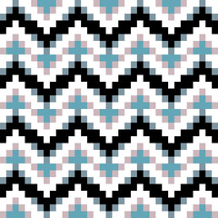 Pixel ethnic pattern. Geometric ethnic pattern. Pixel pattern. Colorful pixel ethnic pattern.