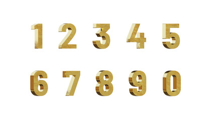 3d angled numbers isolated