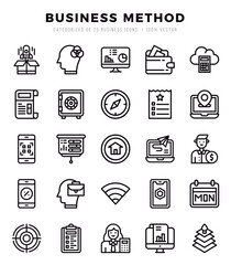 Business Method Lineal icons collection. 25 icon set. Vector illustration.