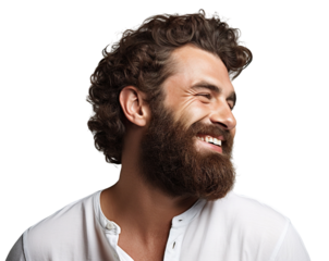 Handsome bearded man smiling, cut out
