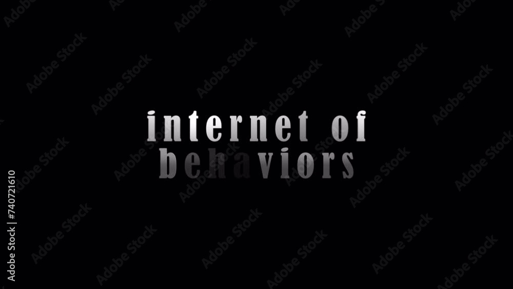 Poster 4k 3d internet of behaviors silver text with effect animation on black abstract background. isolated