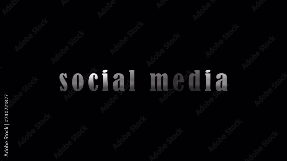 Poster 4k 3d social media silver text with effect animation on black abstract background. isolated using qu