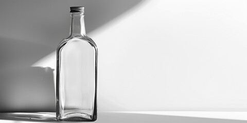 Empty glass bottle isolated on white, ai technology - obrazy, fototapety, plakaty