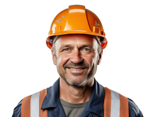 Happy builder or construction worker, cut out