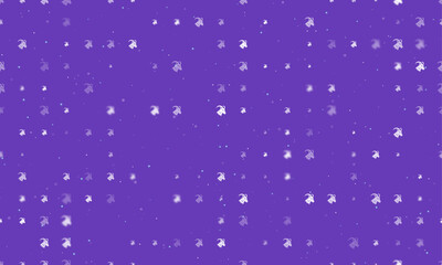 Seamless background pattern of evenly spaced white goat's head symbols of different sizes and opacity. Vector illustration on deep purple background with stars