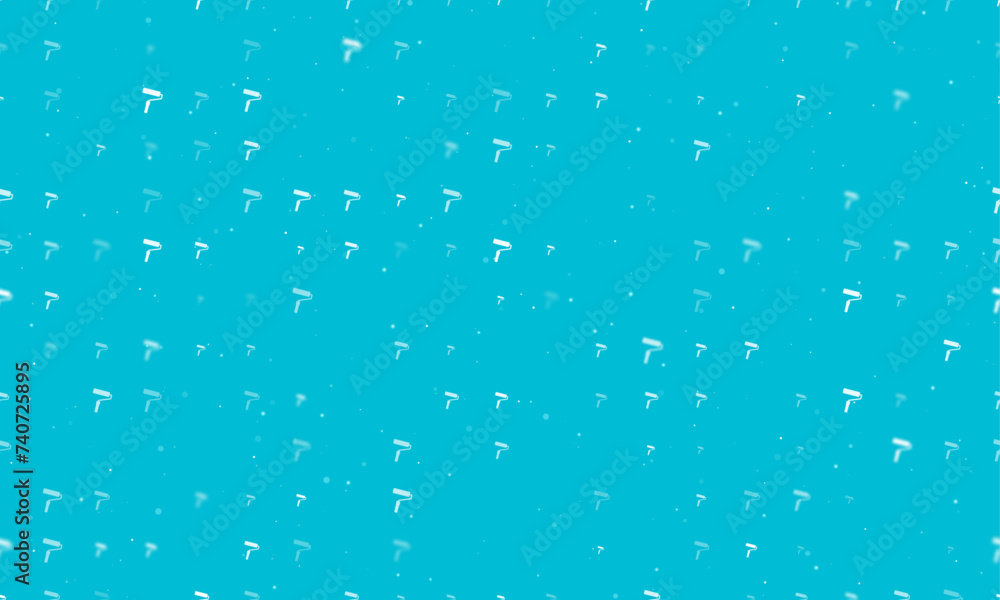 Poster seamless background pattern of evenly spaced white paint roller symbols of different sizes and opaci