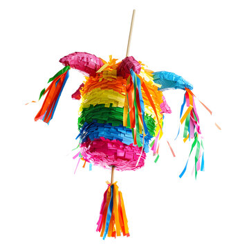 Bright colorful piñata isolated on white