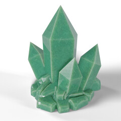 Crystal Emerald Jade 3D rendering isolated
