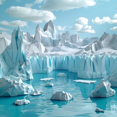 Origami Perito Moreno Glacier & Icebergs Scene

