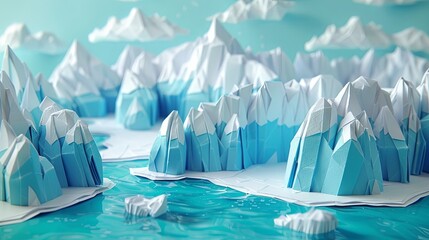 Origami Perito Moreno Glacier & Icebergs Scene

