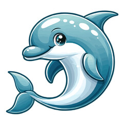 Obraz premium cute Dolphin cartoon vector on white background