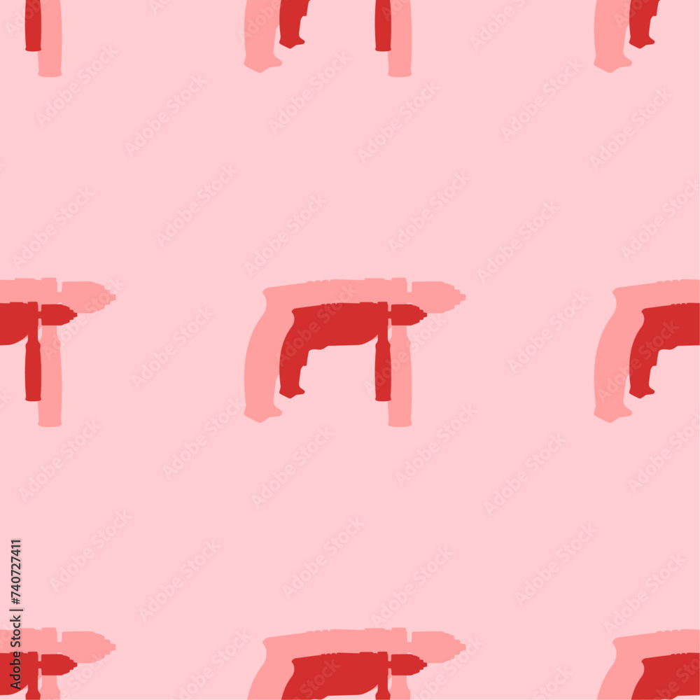 Poster seamless pattern of large isolated red drill symbols. the elements are evenly spaced. vector illustr