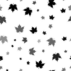 Fototapeta premium Seamless vector pattern with maple leaf symbols, creating a creative monochrome background with rotated elements. Vector illustration on white background