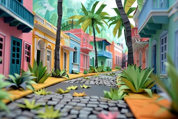 Origami Old Town San Juan: Colonial Heritage & Vibrancy

 - obrazy, fototapety, plakaty