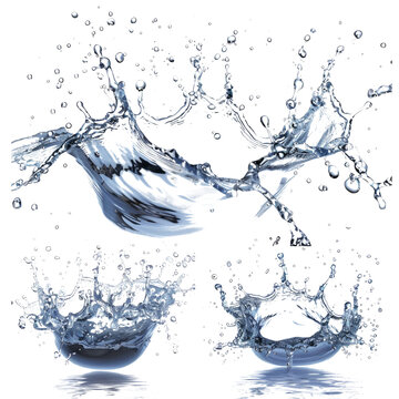 Collection water splash, isolated on transparent background