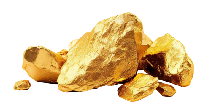 Shimmering gold nuggets, cut out