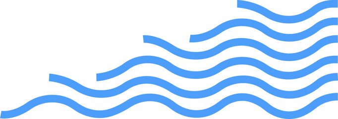 Sea wave icon. Water logo, line ocean symbol in vector trendy flat style. Various waves water lake river blue linear icon design isolated on transparent background use for website and mobile app.