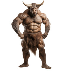 Minotaur isolated on white and transparent background. Ideal for use in advertising. Generative ai